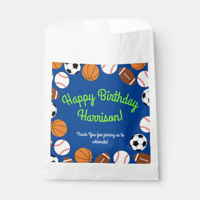 Sportliche Geburtstagsparty Kinder Niedlich Geschenktütchen (Vorderseite)