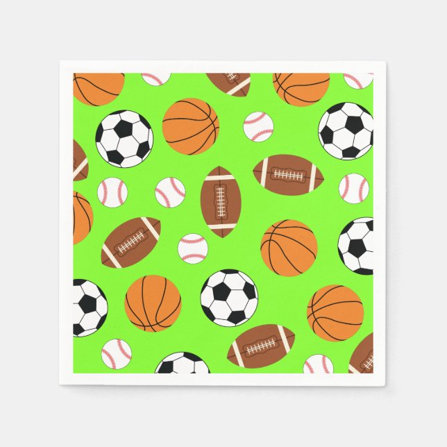 Sportliche Geburtstagsparty Kinder Niedlich Serviette (Vorderseite)