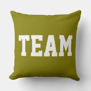 Sportliche Golden Olive Athletic TEAM Weiße Schrif Kissen