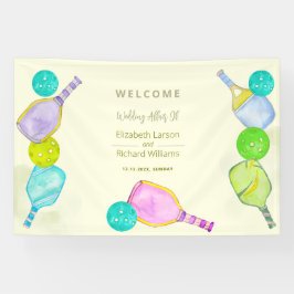 Sportliche Hochzeit Wasserfarben Pickleball Themen Banner