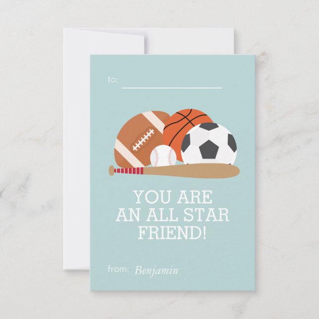 Sportliche Kinder Klassenräume Valentine Einladung (Vorderseite)