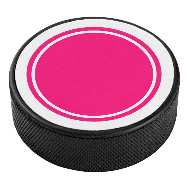 Sportliche kreisförmige, hellrosa Mitte Weiße Stre Eishockey Puck (3/4)
