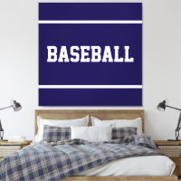 Sportliche Navy Blau Weiße BASEBALL Text Streifen