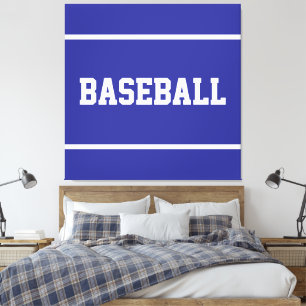 Sportliche Sommer Blau Weiße BASEBALL Text Streife Leinwanddruck