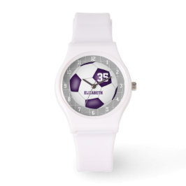 sportliche Tore im Detail lila Weißfußball Armbanduhr