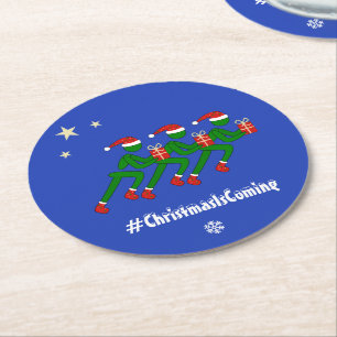 Sportliche Weihnachtsathleten mit individuellem Te Runder Pappuntersetzer