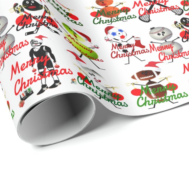 Sportliche Weihnachtsfeiertage Cartoon Geschenkpapier (Rolleneckpunkt)