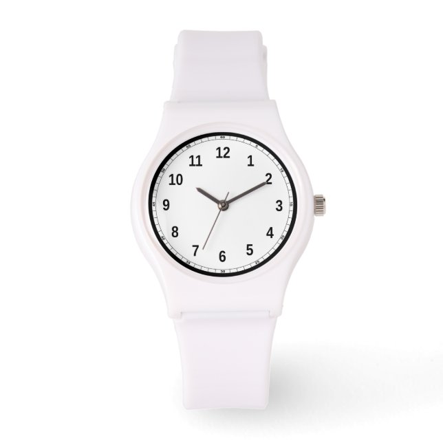 Sportliche weiße Silikon Damenuhr Armbanduhr (Vorderseite)