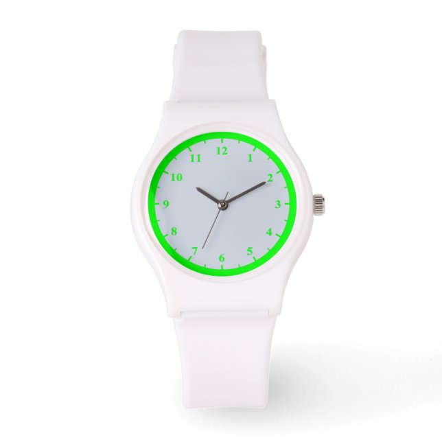 Sportliche weiße Silikon Damenuhr Armbanduhr (Vorderseite)
