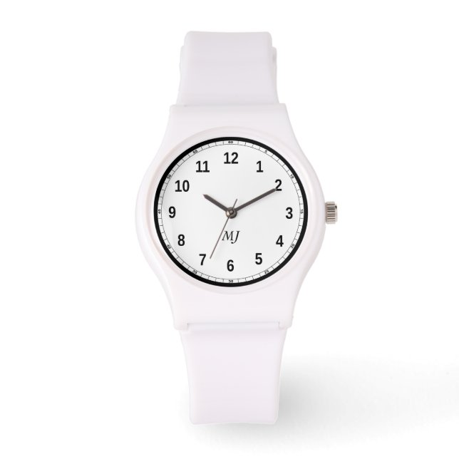 Sportliche weiße Silikon Damenuhr Armbanduhr (Vorderseite)
