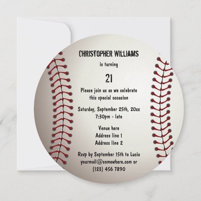 Sportlicher Baseball-versah 21. Einladung (Rückseite)