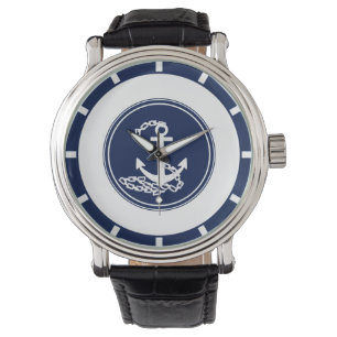 Sportlicher Segelstil mit nautischen Ankerfarben Armbanduhr