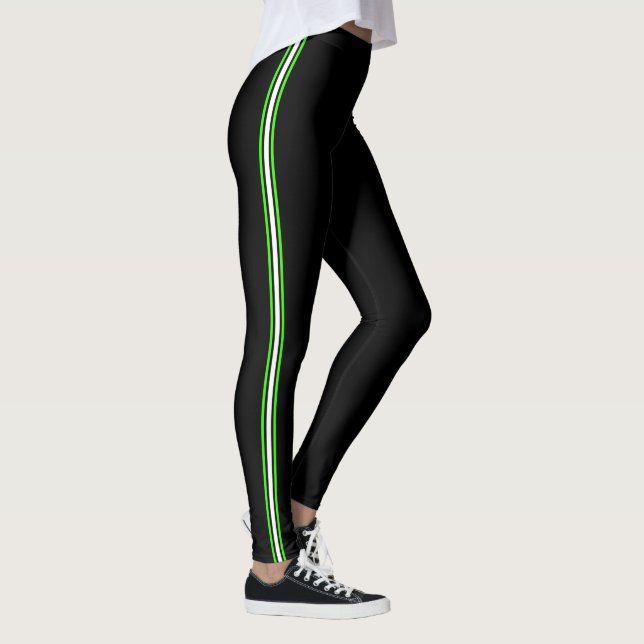 Sportlicher sportlicher Streifen grün weiß schwarz Leggings (Rechts)