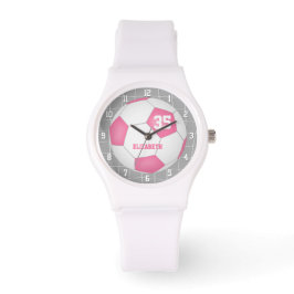 Sportlicher Tor-Netzschmuck Pink-Weiß-Fußball Armbanduhr