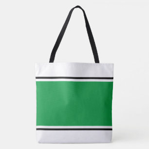 Sportliches Hellgrün-Schwarze-Rennstreifen auf Wei Tasche