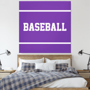 Sportliches königliches Lila Weiß BASEBALL-Text St Leinwanddruck