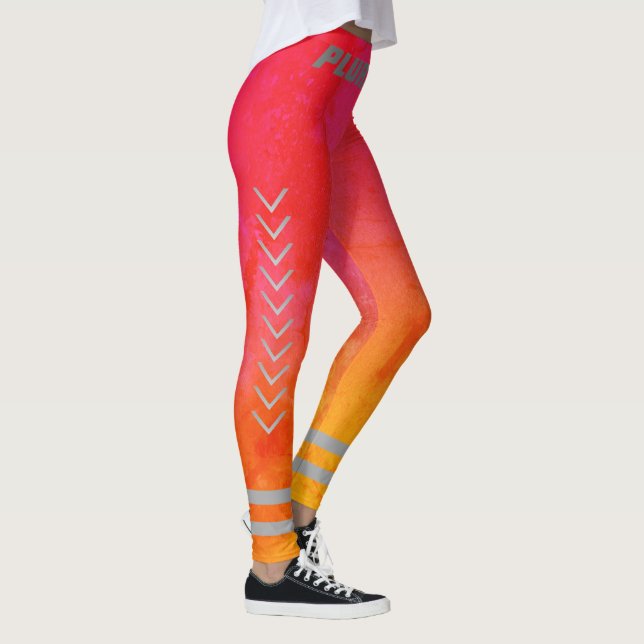 Sportliches mit Monogramm-rosa-gelbes Gradiententr Leggings (Rechts)