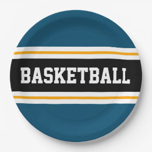 Sportliches Ozeanblau Orange Schwarz BASKETBALL St Pappteller