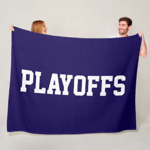 Sportliches Weißes PLAYOFFS-Text auf Marineblau Fleecedecke