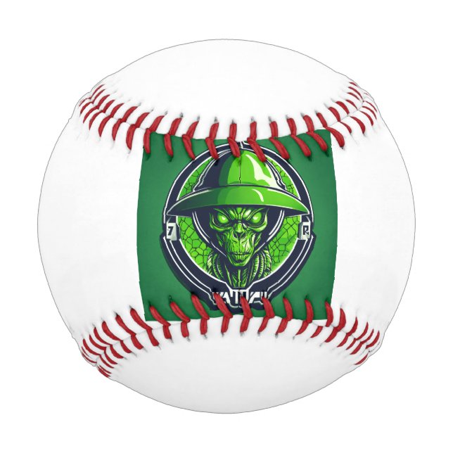 Sportlogo mit grüner Alien Baseball (Rückseite)