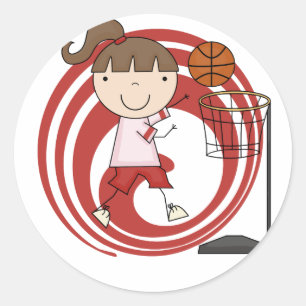 Sportmädchen - Basketball - Tshirts und Geschenke Runder Aufkleber