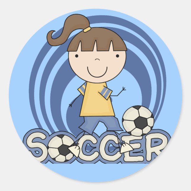 Sportmädchen - Fußball - T - Shirt und Geschenke Runder Aufkleber (Vorderseite)