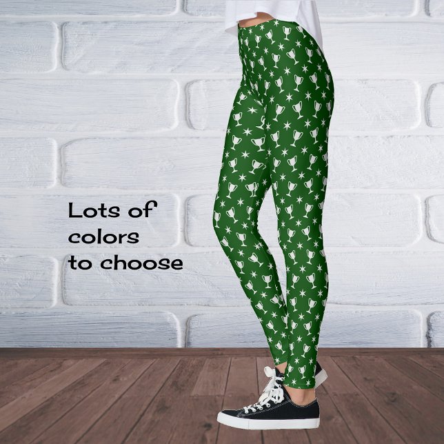 Sportmotiv Trophäen Sterne Symbol Muster grün Leggings (Von Creator hochgeladen)