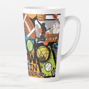 Sportmuster mit Bällen Milchtasse