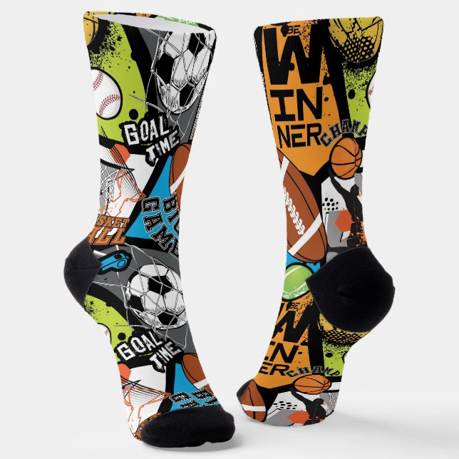 Sportmuster mit Bällen Socken (Gewinkelt)