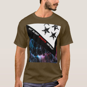 Sportrotes und schwarzes Lavastrockdesign T-Shirt