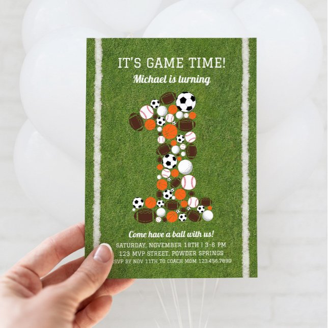 Sports 1er Anniversaire Fête Invitation (Sports 1st Birthday Invitation)
