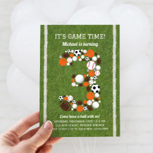 Sports 3e anniversaire de fête Invitation