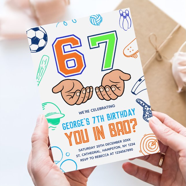 Sports 6 7 Meme Trend Six Seven Birthday Party Einladung (Von Creator hochgeladen)