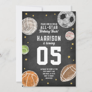 Sports All-Star Anniversaire Fête Invitation