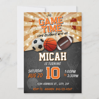 Sports anniversaire invitation Football de basket-
