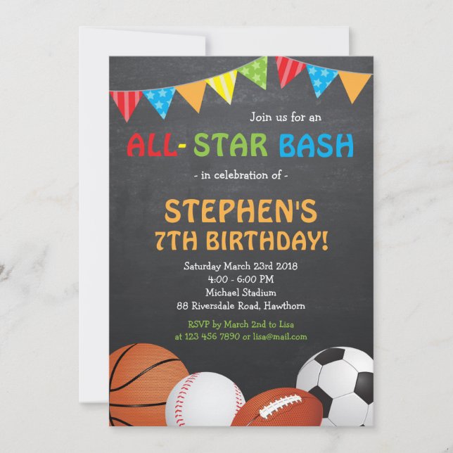 Sports Anniversaire Invitation / Invitation sporti (Devant)