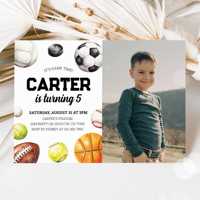 Sports Anniversaire Photo Invitation (Créateur téléchargé)