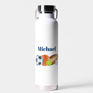 Sports Bälle Wasserfarbe Benutzername Monogramm Trinkflasche