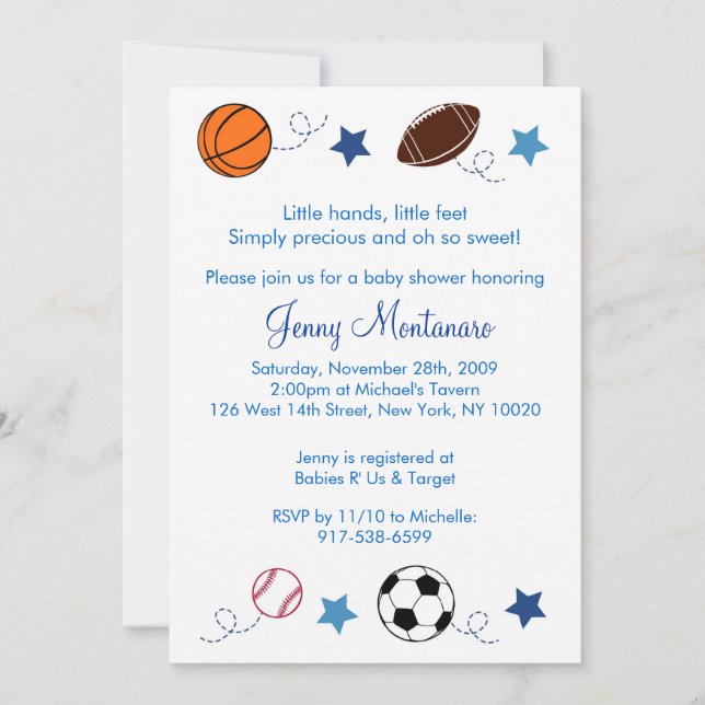 Sports Balls MVP All Star Baby shower Invitation (Devant)