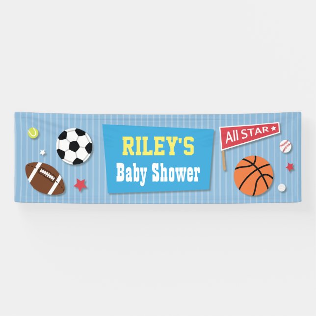 Sports - bannière orientée de baby shower (Horizontal)