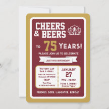 Sports Bar Birthday Cheers and Beers to 75 Years 