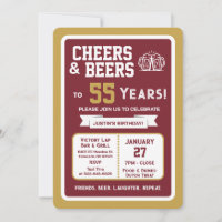 Sports Bar Geburtstags Cheers und Bier zum 55. Leb