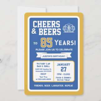 Sports Bar Geburtstags Cheers und Bier zum 85. Geb Einladung