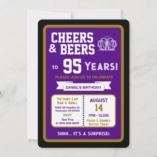Sports Bar Geburtstags Cheers und Bier zum 95. Geb Einladung
