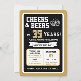 Sports Bar Geburtstags Cheers und Biere auf 35 Jah Einladung