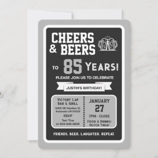 Sports Bar Geburtstagscheers und Bier zum 85. Gebu Einladung