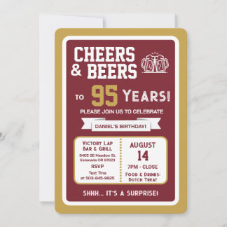 Sports Bar Surprise Party Cheers to 95 Years Einladung