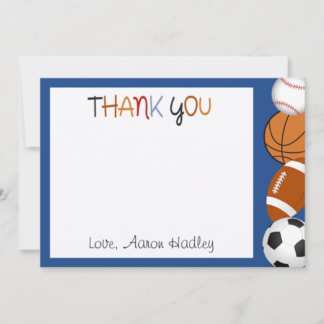 Sports Baseball Football Carte de remerciements d' (Devant)