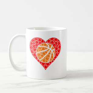 Sports Basketball Ball Rot Liebesförmiges Herz Val Kaffeetasse