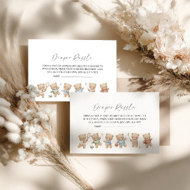 sports bear baby shower, bearly wait diaper raffle begleitkarte